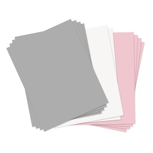 Sizzix - Paper Leather Sheets - 8.5 x 11 - Assorted Pastels - 10 pack - Pink, Gray, and White