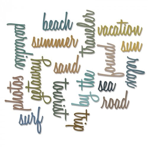 Sizzix - Tim Holtz - Alterations Collection - Thinlits Die - Script Vacation Words