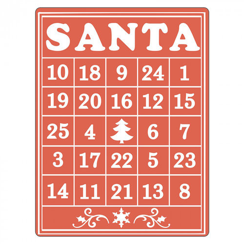 Sizzix - Christmas - Textured Impressions - Embossing Folders - Santa Bingo Card