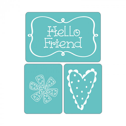 Sizzix - Textured Impressions - Embossing Folders - Hello Friend Set 2