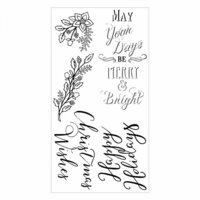 Sizzix - Christmas in Color Collection - Clear Acrylic Stamps - Seasonal Sentiments