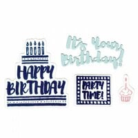 Sizzix - Mini Cards Collection - Framelits Die with Clear Acrylic Stamp Set - It's Your Birthday