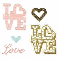 Sizzix - Mini Cards Collection - Framelits Die with Clear Acrylic Stamp Set - Love in Lights