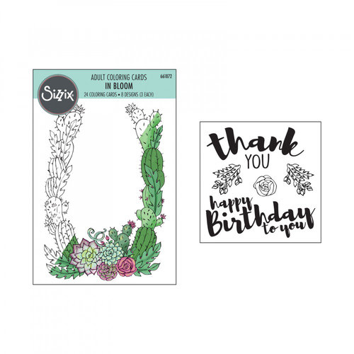 Sizzix - Coloring Cards with Clear Acrylic Stamps - In Bloom