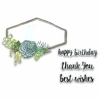 Sizzix - Framelits Die with Clear Acrylic Stamp Set - Succulent Sentiments