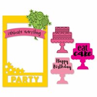 Sizzix - Picture This Collection - Framelits Die with Clear Acrylic Stamp Set - Photo Frame, Celebrate