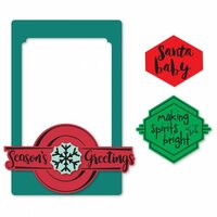 Sizzix - Picture This Collection - Framelits Die with Clear Acrylic Stamp Set - Photo Frame, Seasonal Phrases