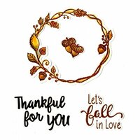 Sizzix - Pumpkin Spice Collection - Framelits Die with Clear Acrylic Stamp Set - Let's Fall in Love