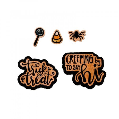 Sizzix - Pumpkin Spice Collection - Framelits Die with Clear Acrylic Stamp Set - Trick or Treat