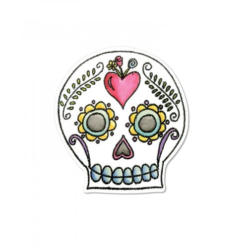 Sizzix - My Happy Life Collection - Framelits Die with Clear Acrylic Stamp Set - Sugar Skull
