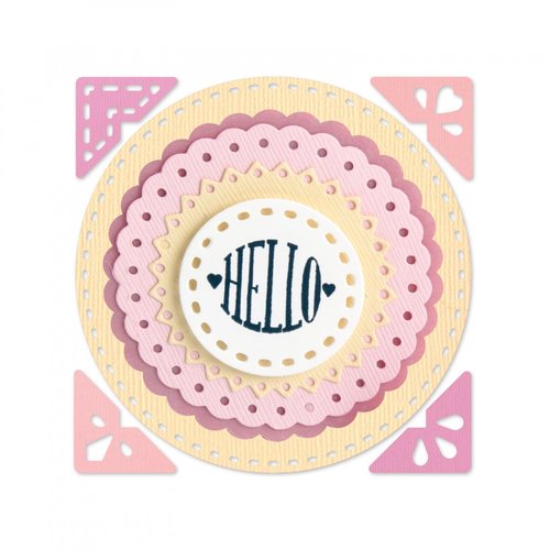 Sizzix - Framelits Dies and Clear Acrylic Stamp Set - Circle Sentiments