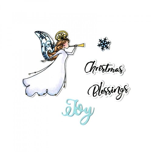 Sizzix - Christmas Blessings Collection - Framelits Die with Clear Acrylic Stamp Set - Angel
