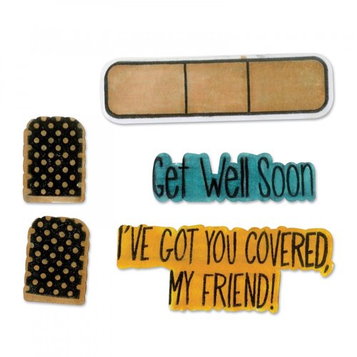 Sizzix - Framelits Die with Clear Acrylic Stamp Set - Get Well Soon