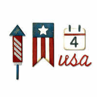 Sizzix - Tim Holtz - Alterations Collection - Sidekick - Side-Order Set - Thinlits Die and Texture Fades - Americana