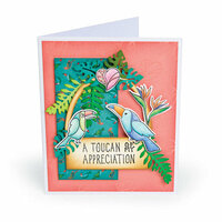 Sizzix - Tropicool Vibes Collection - Framelits Die with Clear Acrylic Stamp Set - Toucan Sentiments