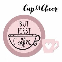 Sizzix - Framelits Die with Clear Acrylic Stamp Set - But First Coffee