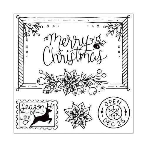 Sizzix - Winter Greetings Collection - Framelits Die with Clear Acrylic Stamp Set - Christmas Envelope
