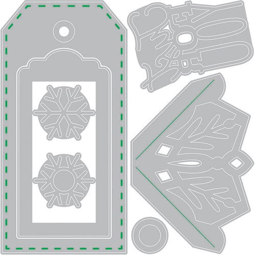 Sizzix - Winter Greetings Collection - Thinlits Die - Tag with Snowflakes