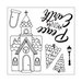 Sizzix - Traditional Christmas and Hanukkah Collection - Framelits Die with Clear Acrylic Stamp Set - Church, Peace on Earth