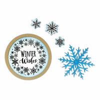 Sizzix - Holiday Blessings Collection - Framelits Die with Clear Acrylic Stamp Set - Snowflake Wreath