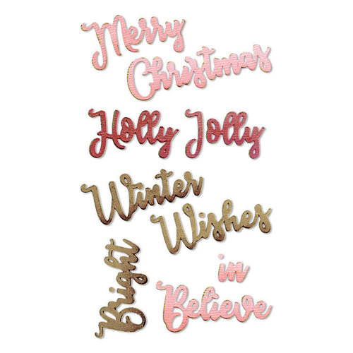 Sizzix - Holiday Blessings Collection - Thinlits Dies - Christmas Phrases