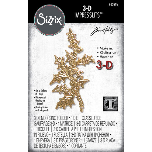 Sizzix - Tim Holtz - Alterations Collection - 3D Impresslits - Embossing Folder - Holly