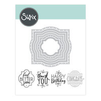 Sizzix - Moments and Memories Collection - Framelits Die with Clear Acrylic Stamp Set - Layered Labels