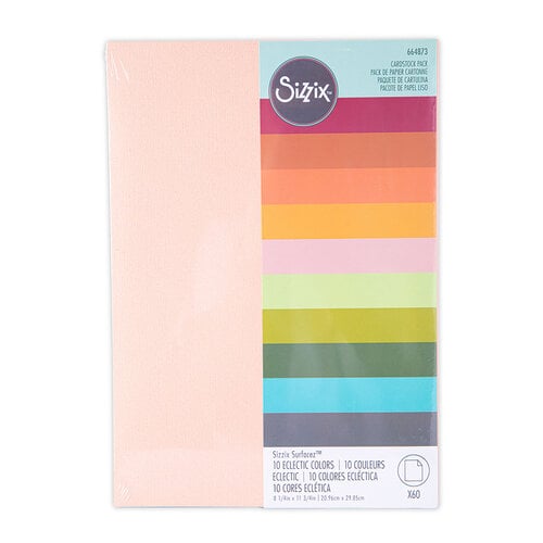 Sizzix - Surfacez Collection - 8.25 x 11.75 - Cardstock Pack - Eclectic Colors - 60 Pack