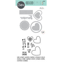 Sizzix - Framelits Dies and Clear Acrylic Stamp Set - Love Hearts