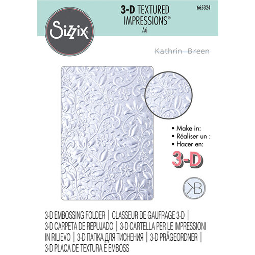 665402 Multicolor Sizzix 3-D Textured Impressions Embossing Folder Celebrate by Kath Breen 