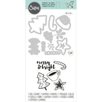 Sizzix - Christmas - Framelits Dies and Clear Acrylic Stamp Set - Merry Motifs