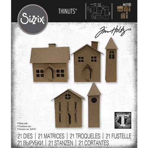 Sizzix - Christmas - Tim Holtz - Thinlits Dies - Paper Village Set Two