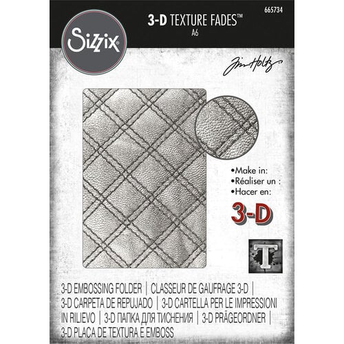 Sizzix Texture Fades Embossing Folder Stitched Plaid By Tim Holtz