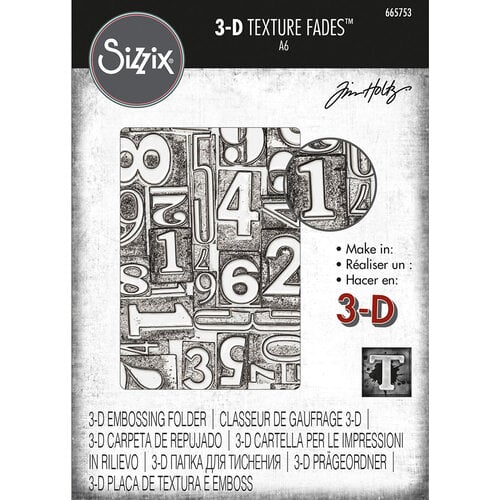 Sizzix - Tim Holtz - 3D Texture Fades - Embossing Folder - Numbered