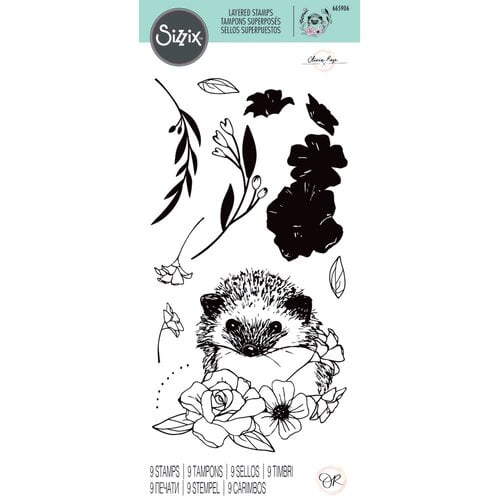 Sizzix - Clear Acrylic Stamps - Layered Floral Hedgehog