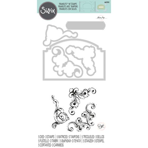 Sizzix - Framelits Dies and Clear Acrylic Stamp Set - Vintage Corners