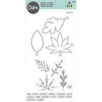 Sizzix - Framelits Dies and Clear Acrylic Stamps - Decorative Leaves