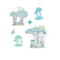 image of Sizzix - 49 and Market Collection - Framelits Dies with Clear Stamps - Painted Pencil Mushrooms