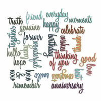 Sizzix - Tim Holtz - Alterations Collection - Thinlits Dies - Celebrate and Friendship Script Bundle