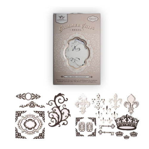 Tattered Angels - Embossed Glimmer Chips - Self Adhesive Chipboard Ornaments - Regal