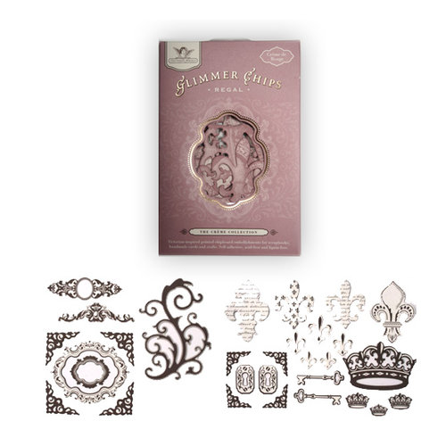 Tattered Angels - Creme de Rouge Glimmer Chips - Self Adhesive Chipboard Ornaments - Regal, CLEARANCE
