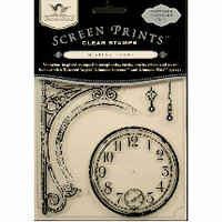 Tattered Angels - Screen Prints - Tattered Traveler Clear Acrylic Stamps - Clock