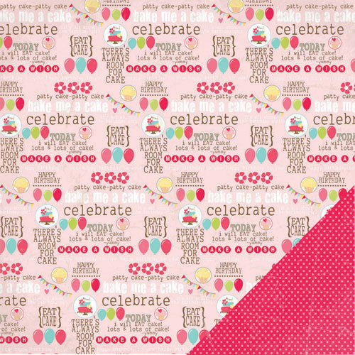 Three Bugs In a Rug - Bake Me a Cake Collection - 12 x 12 Double Sided Paper - Party Time
