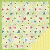 Three Bugs In a Rug - Lazy Summer Collection - 12 x 12 Double Sided Paper - Butterfly