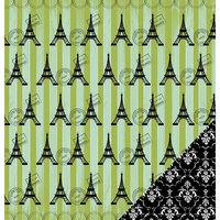 Three Bugs In a Rug - A Trip to Paris Collection - 12 x 12 Double Sided Paper - Eiffel Tower, CLEARANCE