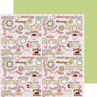 Three Bugs in a Rug - Spring Easter Collection - 12x12 Double Sided Paper - Spring Words, CLEARANCE
