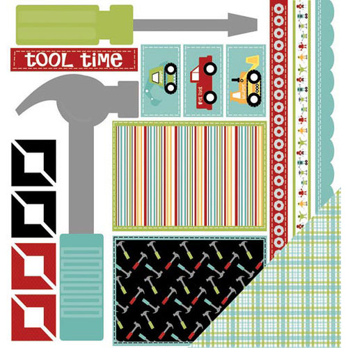 Three Bugs In a Rug - Tool Time Collection - 12 x 12 Double Sided Paper - Tool Time Cut Outs