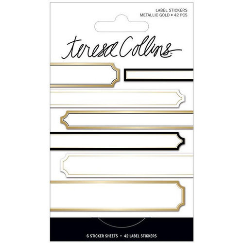 Teresa Collins - Signature Essentials Collection - Matchbook Stickers - Labels - Gold