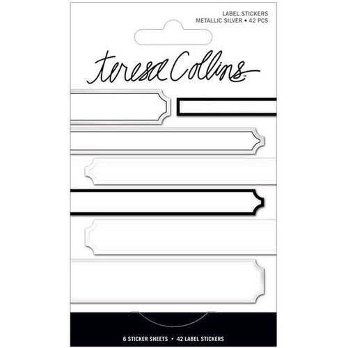 Teresa Collins - Signature Essentials Collection - Matchbook Stickers - Labels - Silver