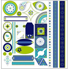 TaDa Creative Studios - Whirly Gig Collection - 12 x 12 Die Cut Paper - Tag-a-ma-jigs, CLEARANCE